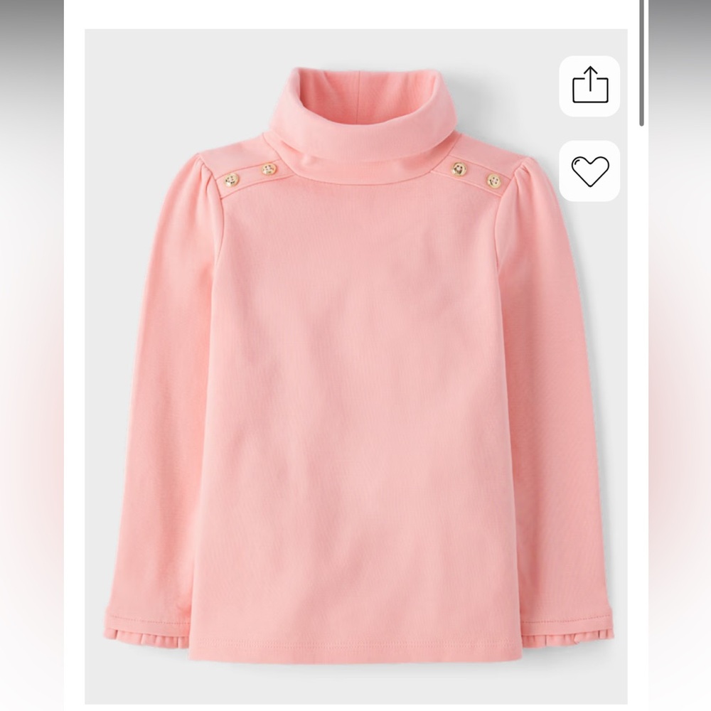 Girls Button Turtleneck Top